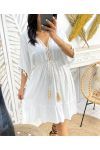 LACE FRINGE TASSEL DRESS PE1132 WHITE