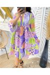 OVERSIZED PRINTED DRESS 871 LILAC