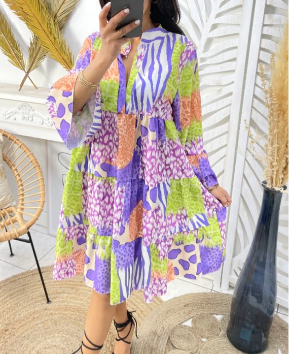 OVERSIZED JURK MET PRINT 871 LILA