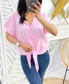 PINK PE776 TIE BLOUSE