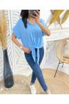 BLUSA CON CRAVATTA PE776 AZZURRO CIELO