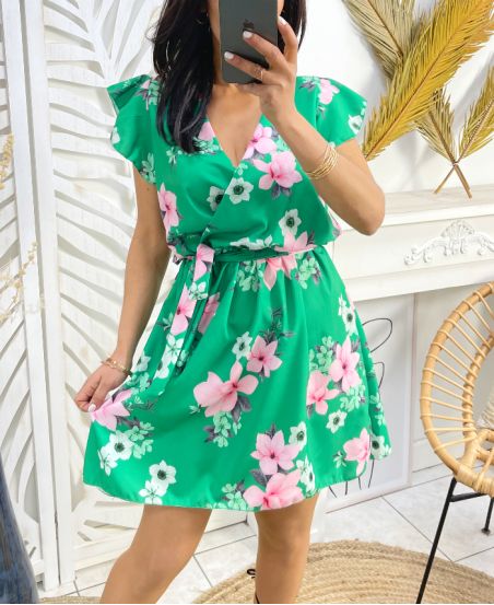 FLORAL DRESS PE1227 VERDE