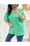 TOP COTON BRODE PE1141 VERT