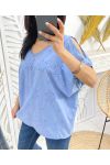 TOP RICAMATO IN COTONE PE1141 BLU