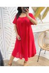 OVERSIZE ROBE GAZE DE COTON ENCOLURE ELASTIQUEE PE1107 ROUGE