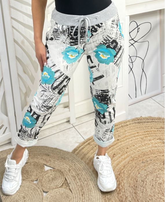 PANTALÓN JOGG DE ALGODÓN ESTAMPADO DE 2 BOLSILLOS PE1075-1