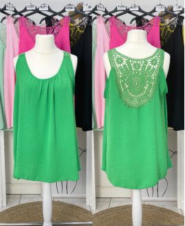 OVERSIZE TOP FLUIDE DOS BRODERIE PE1100 VERT