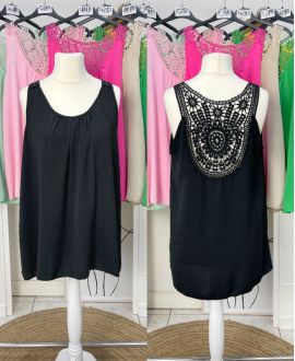 TOP FLUIDO OVERSIZE CON BORDADO PE1100 NEGRO