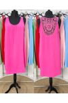 KLEID MIT SPITZENRÜCKEN PE815 FUCHSIA