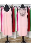 ABITO OVERSIZE RICAMO SCHIENA PE815 ROSA