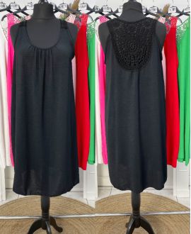 VESTIDO OVERSIZE BORDADO ESPALDA PE815 NEGRO