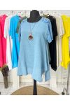 OVERSIZED KATOENEN GAAS KANTEN TUNIEK + GRATIS KETTING PE1092 BLAUWE JEANS