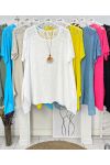 OVERSIZED COTTON GAUZE LACE TUNIC + FREE NECKLACE PE1092 BEIGE