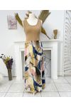 BI-MATIRE PRINTED COTTON MAXI DRESS PE1023 CAMEL