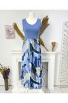 BI-MATIRE PRINTED COTTON MAXI DRESS SS1023 BLUE