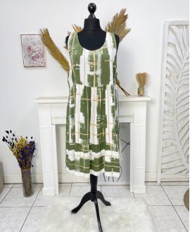 VESTIDO OVERSIZE DE VISCOSA ESTAMPADA SS1038 VERDE