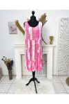 OVERSIZE-KLEID AUS BEDRUCKTER VISKOSE SS1038 FUSHIA