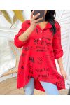 RED PE63 PRINTED TUNIC