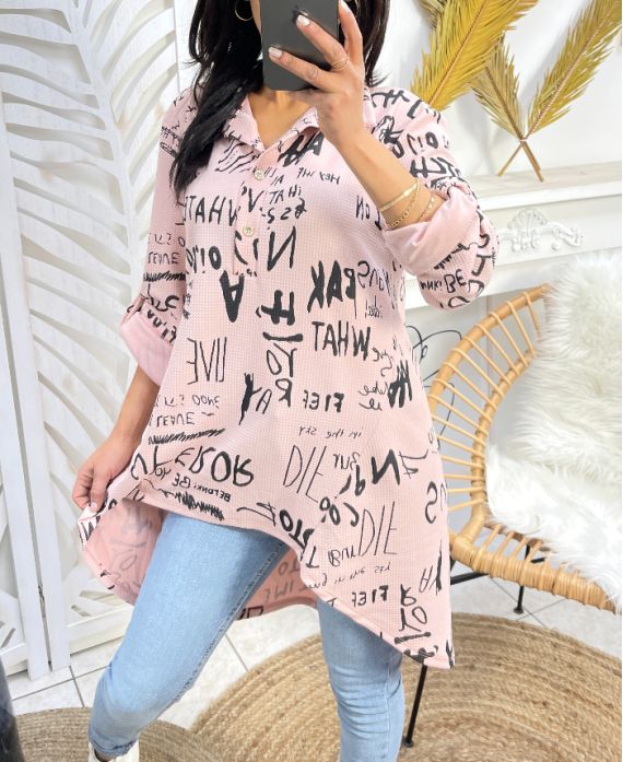 PINK PE63 PRINTED TUNIC