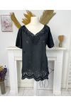 EMBROIDERED NECKLINE TUNIC PE1061 BLACK