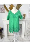 TUNIC WITH EMBROIDERED NECKLINE PE1061 GREEN