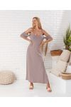 VESTIDO LARGO CON HOMBROS DENUDADOS 7817 TAUPE