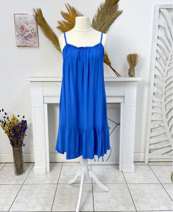 VESTIDO FLUIDO CON TIRANTES SS1081 AZUL REAL