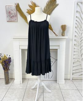 FLIESSENDES KLEID MIT TRÄGERN SS1081 SCHWARZ