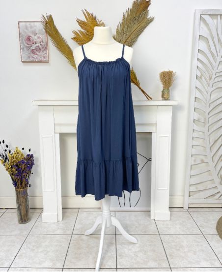 FLOWING DRESS WITH STRAPS SS1081 NAVY BLUE