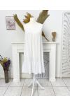 ROBE VISCOSE FLUIDE A BRETELLES PE1081 BLANC