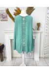 OVERSIZED LACE BACK VISCOSE TOP PE1167 GREEN