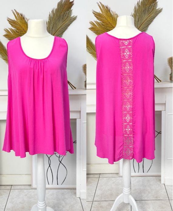 OVERSIZE TOP VISCOSE DOS DENTELLE PE1167 FUSHIA