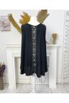 TOP DE VISCOSA OVERSIZE CON CORDONES EN LA ESPALDA PE1167 NEGRO