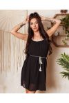 LINED SHEER DRESS PE1196 BLACK