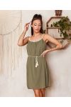 LINED SHEER DRESS SS1196 KHAKI