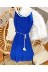 LINED SHEER DRESS PE1196 ROYAL BLUE