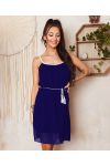 PE1196 NAVY BLUE LINED SHEER DRESS