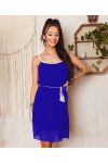 LINED SHEER DRESS PE1196 ROYAL BLUE