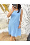 THICK COTTON DRESS WITH EMBROIDERED RIB EMBROIDERY PE1028 SKY BLUE