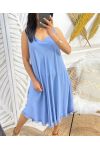 ROBE EVASEE BAS DENTELLE PE1182 BLEU JEANS