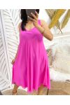 ROBE EVASEE BAS DENTELLE PE1182 FUSHIA