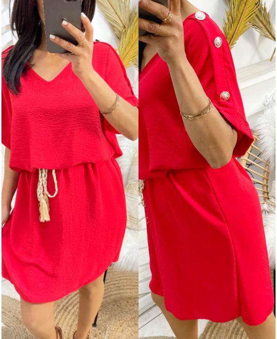 BUTTON-DOWN DRESS SS785 RED