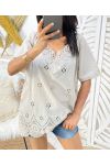 EMBROIDERED NECKLINE TUNIC PE1061 BEIGE