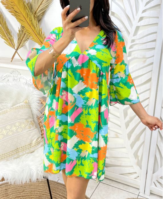 OVERSIZED JURK MET V-HALS PE1330 GROEN