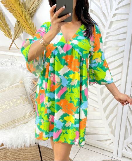 OVERSIZED V-NECK DRESS PE1330 GREEN