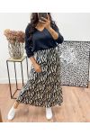 ZEBRA PATTERN SATIN MAXI SKIRT AH250071