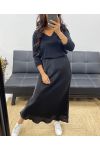 PLAIN BLACK SATIN MAXI SKIRT AH250072