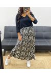 ZEBRA PATTERN SATIN MAXI SKIRT AH250071