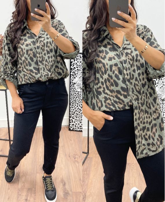 CAMICIA LEOPARDATA KAKI AH250005