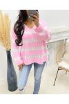 PINK AH250045 KNIT STRIPED SWEATER